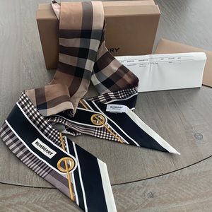Burberry silk Check print reversible skinny scarf
